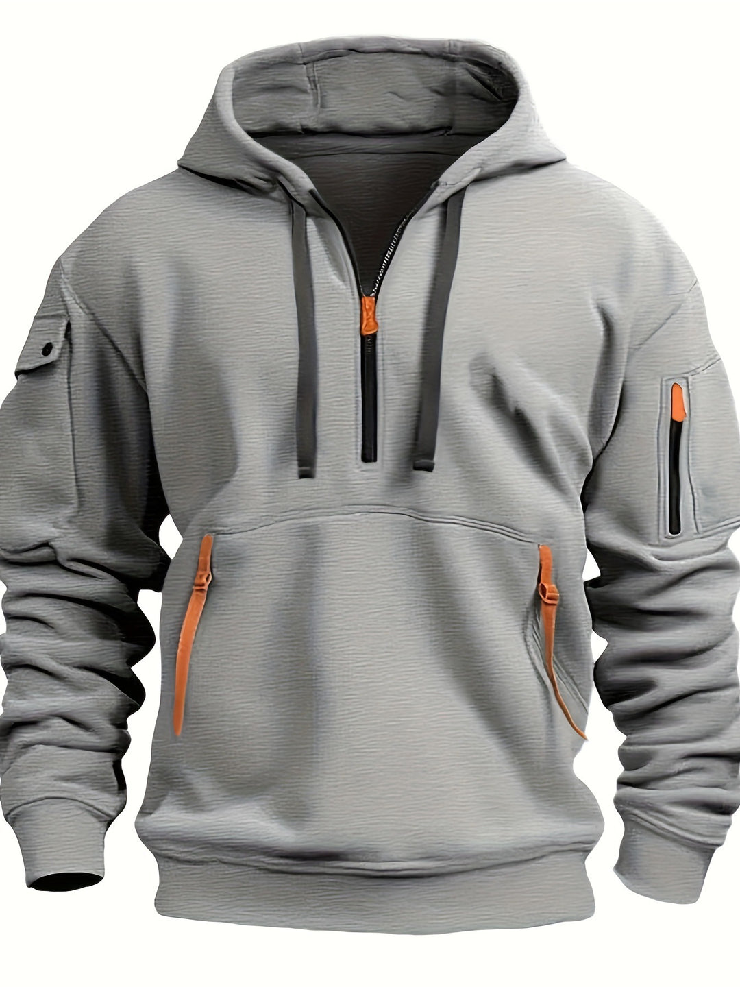 Herren Praktischer Kapuzenpullover mit seitlichem Reißverschluss und vielseitigen Taschen EB