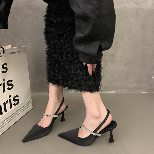 Damen Elegante Slingback-Pumps mit Glitzerakzent und spitzem Zehenbereich EB