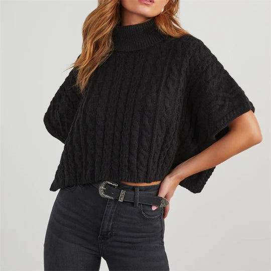 Damen Moderner Strickpullover mit hohem Kragen EB