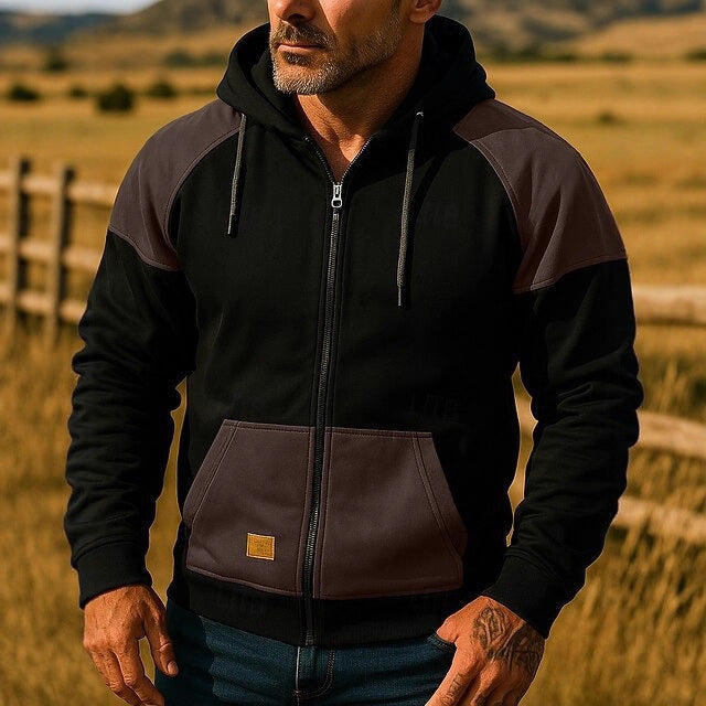 Herren Sportliche Kapuzenjacke mit Farbblockdesign EB