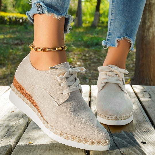 Damen Sneaker mit modischem Bastboden und atmungsaktivem Obermaterial EB