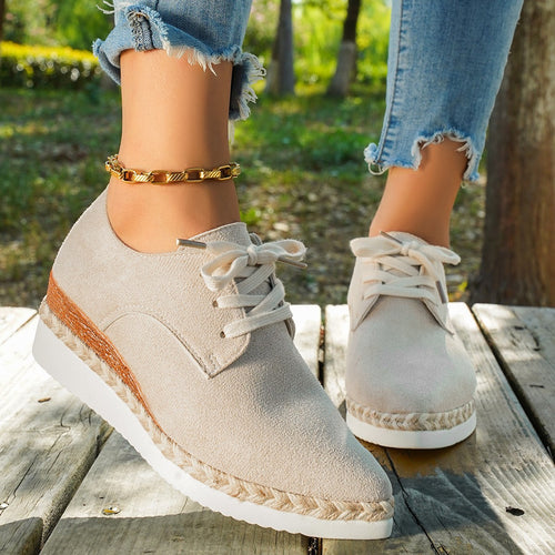 Damen Sneaker mit modischem Bastboden und atmungsaktivem Obermaterial EB