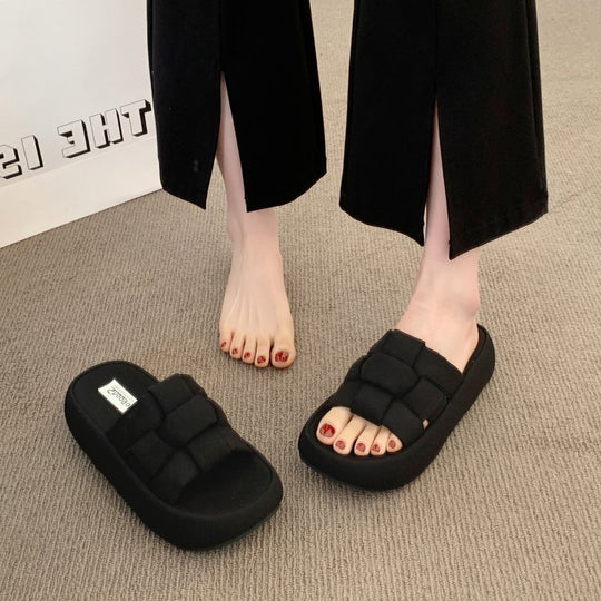 Damen bequeme Platform-Pantoletten mit gekreuzten Riemen EB