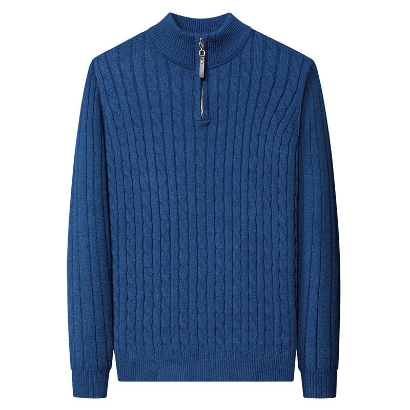 Herren Hochwertiger Strickpullover mit modernem Zipper und Detailstruktur EB