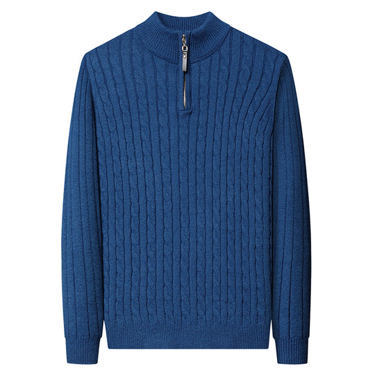 Herren Hochwertiger Strickpullover mit modernem Zipper und Detailstruktur EB