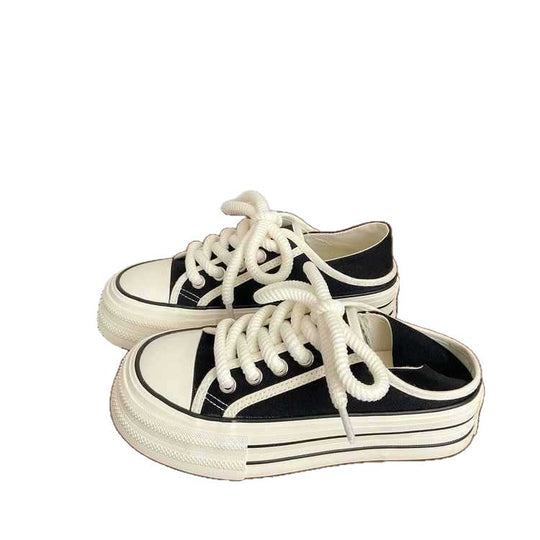 Damen Bequeme Sneaker mit doppelter Sohle und dekorativer Schnürung EB