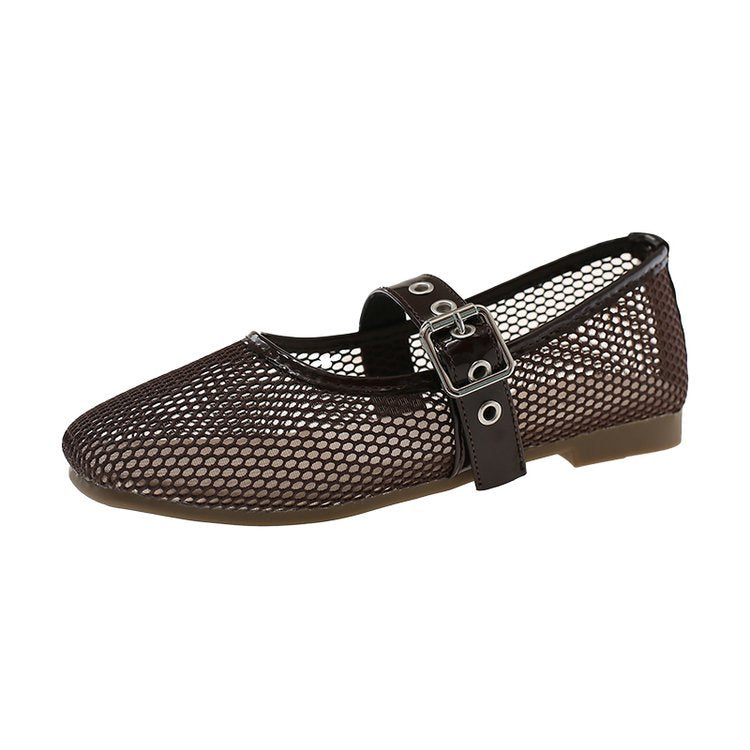 Damen Vintage Ballerinas mit dekorativem Schnallenverschluss EB
