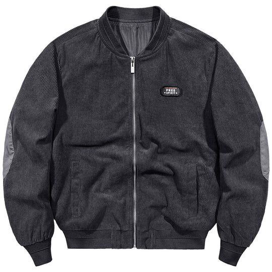 Herren Cord-Blouson im Bomberstil mit Rippenstruktur und Badge-Detail EB