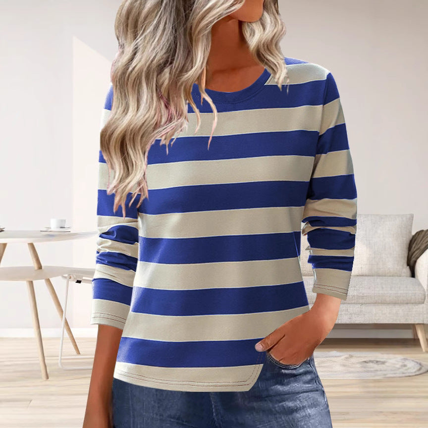 Damen Langarmshirt mit modernem Streifenmuster und bequemer Passform EB