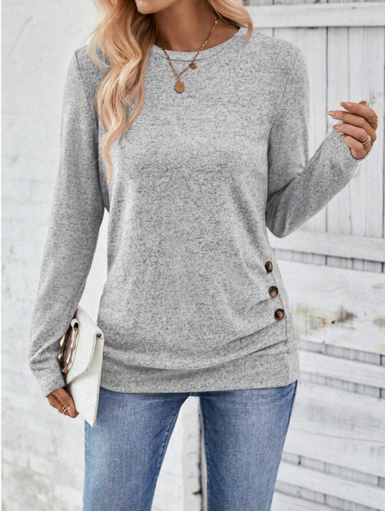Damen lässiges Langarmshirt mit asymmetrischem Schnitt EB