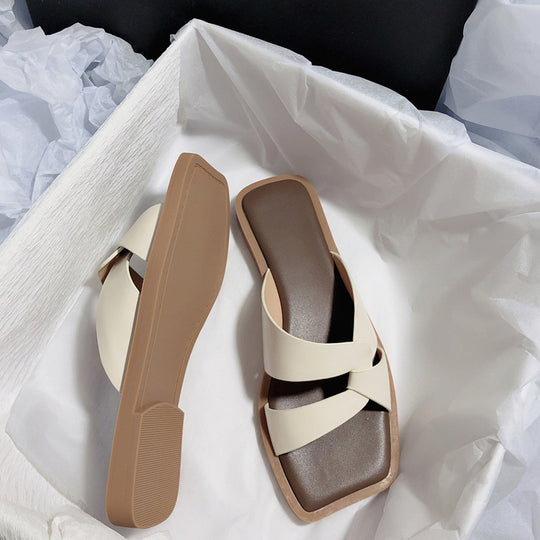 Damen elegante Zehentrenner-Sandalen mit geflochtenem Riemendesign und komfortablem Fußbett EB