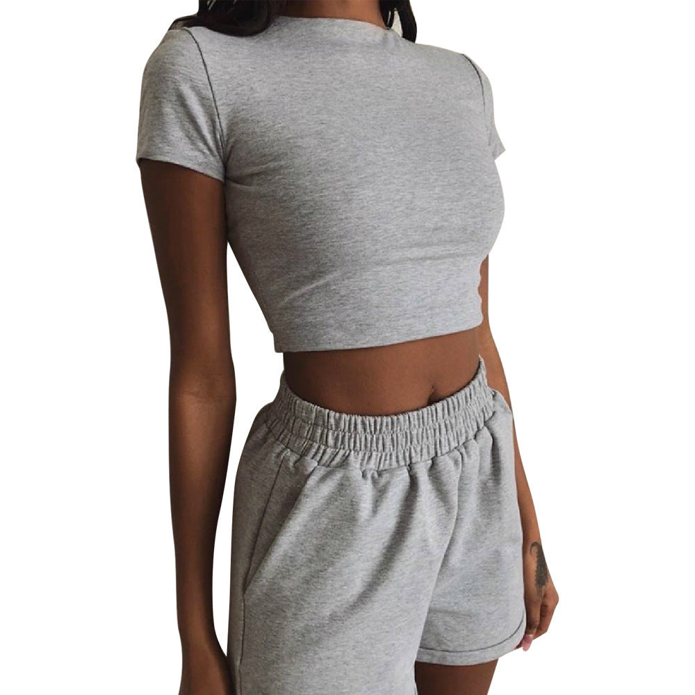 Damen Sportliches Kurzarm-Set aus bequemem Jersey-Material EB