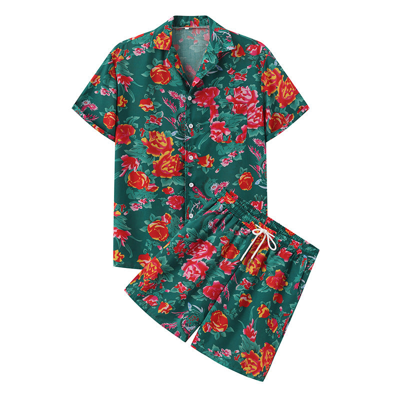 Damen Sommerliches Set mit floralem Kurzarmhemd und Shorts EB