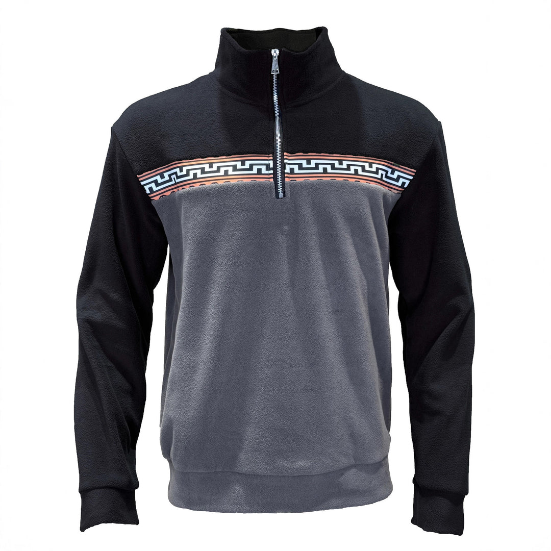 Herren Fleece-Pullover mit stylishem Stehkragen und farblich abgesetztem Muster EB