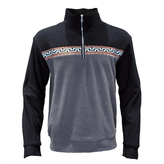 Herren Fleece-Pullover mit stylishem Stehkragen und farblich abgesetztem Muster EB