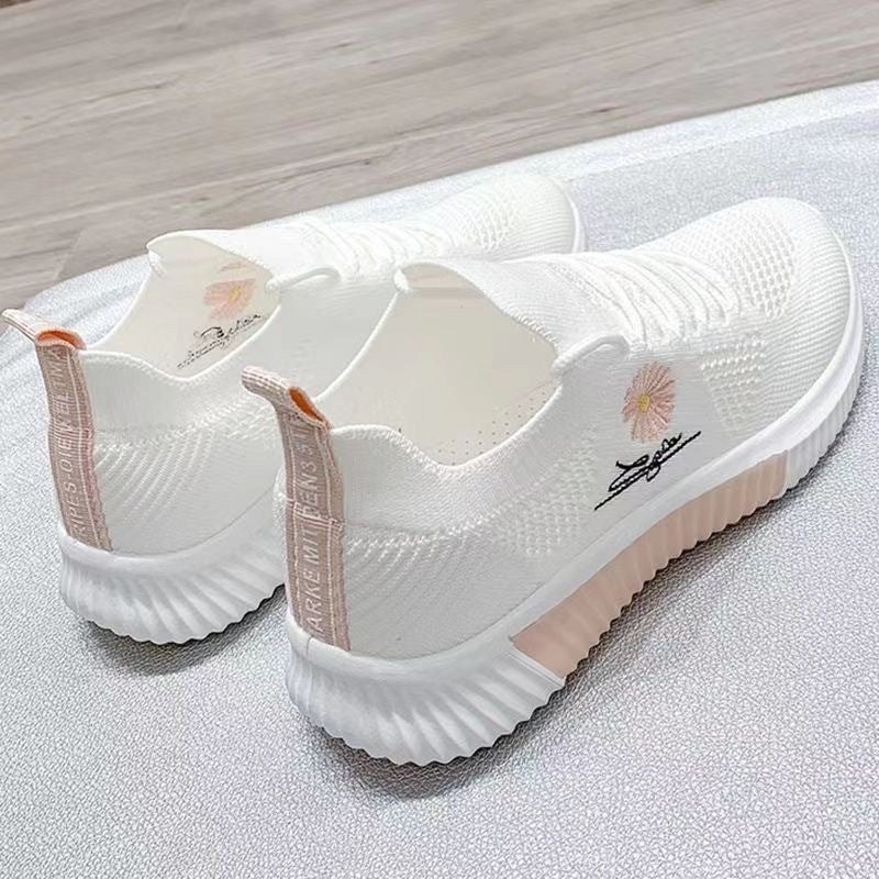 Damen Casual Sneakers mit floralem Motiv und bequemer Gummisohle EB