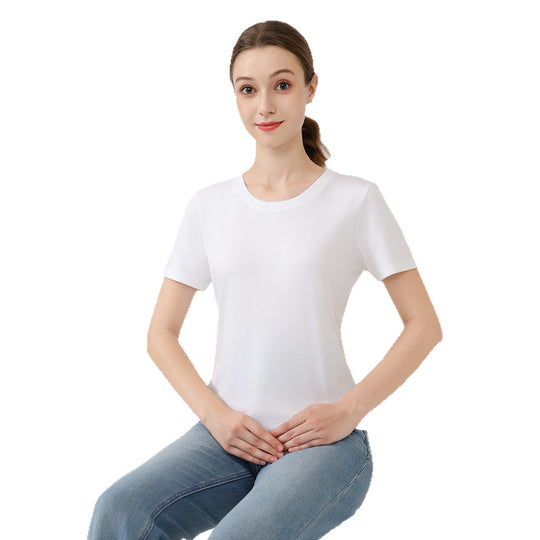 Damen klassisches Rundhals Baumwoll T-Shirt mit kurzem Arm und figurfreundlichem Schnitt EB