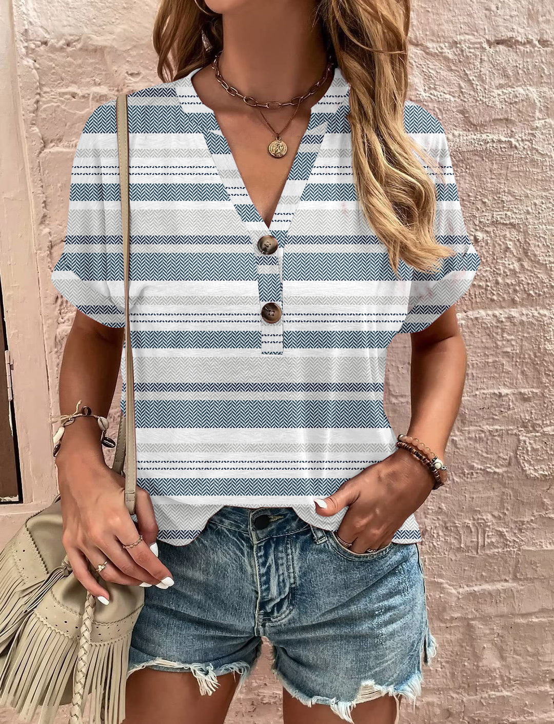 Damen Kurzarm-Bluse EB