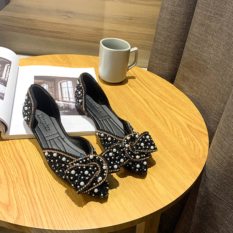 Damen Ballerinas mit funkelnden Perlenapplikationen und verziertem Obermaterial EB