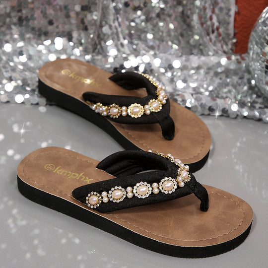 Damen Flip-Flop Sandalen mit dekorativem Schleifen-Design EB