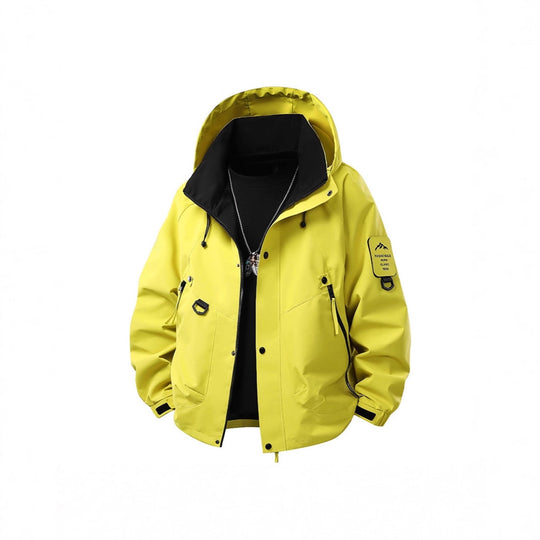 Herren Wasserdichte Outdoor‑Utility‑Regenjacke mit Kapuze, Mehrfachtaschen und verstellbarem Saum EB