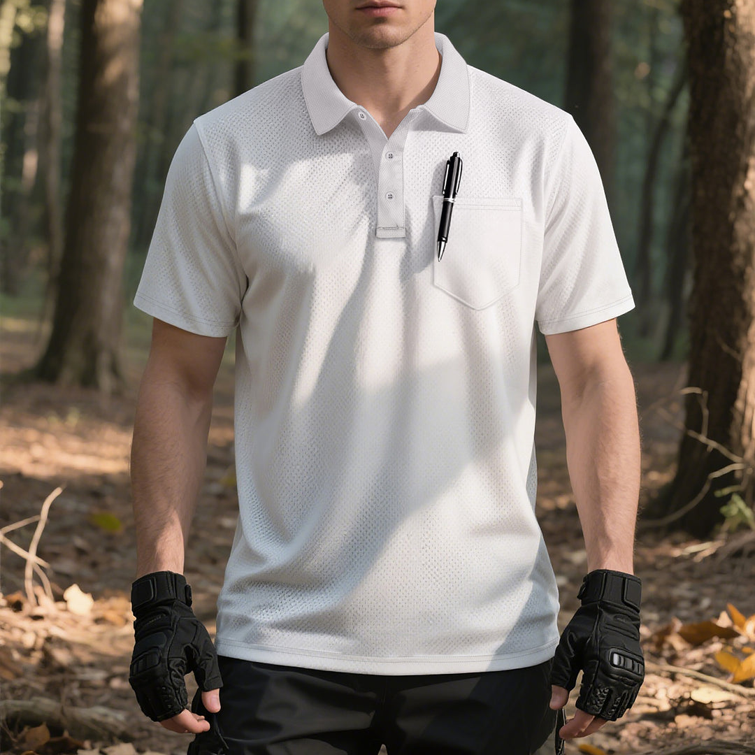 Herren Polo-Shirt mit atmungsaktivem Mesh-Gewebe und praktischer Brusttasche EB
