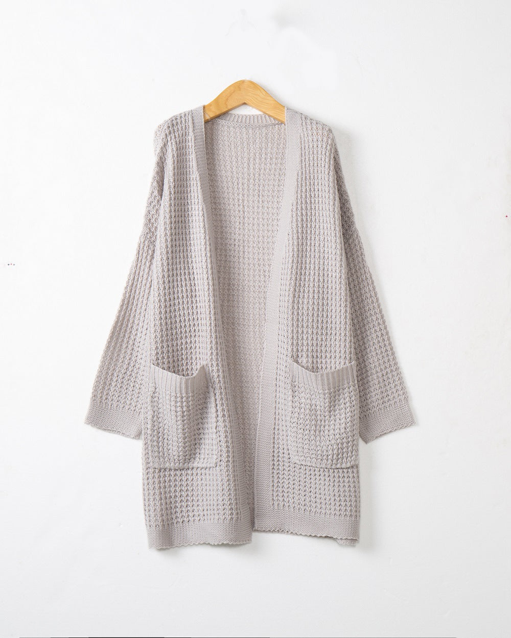 Damen lässiger Strickcardigan mit Taschen und offenem Schnitt EB