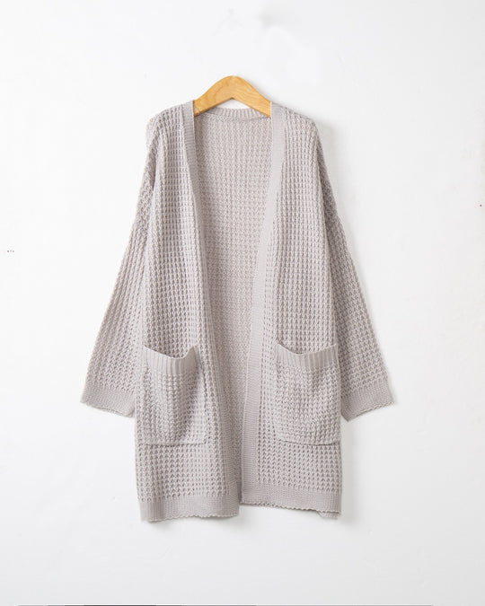 Damen lässiger Strickcardigan mit Taschen und offenem Schnitt EB