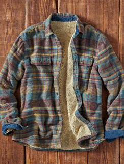 Herren Fleecegefütterte Flanelljacke mit Karomuster EB