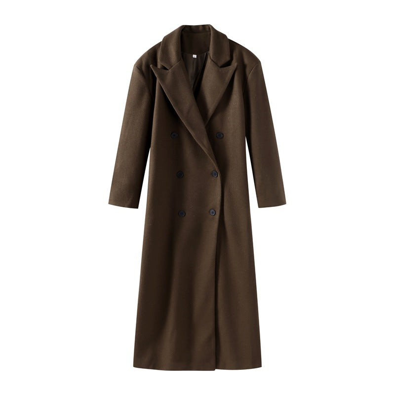 Damen Eleganter Wollmantel im Doppelreiher-Stil EB