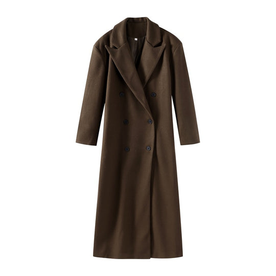 Damen Eleganter Wollmantel im Doppelreiher-Stil EB