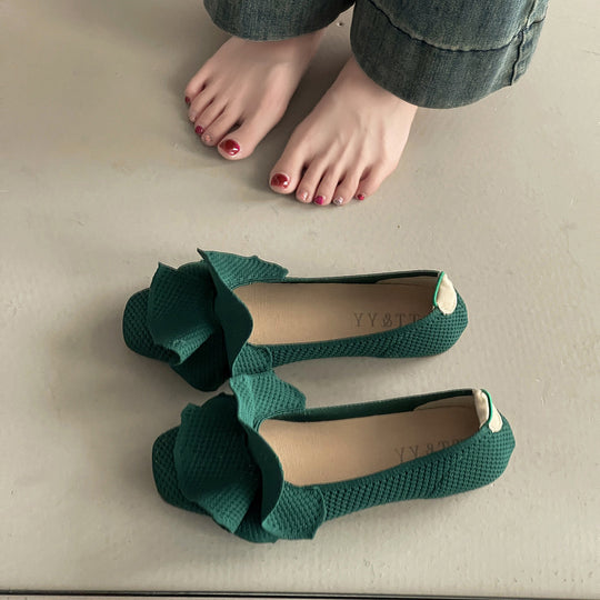 Damen Ballerina-Schuhe mit eleganter Rüschendekoration EB