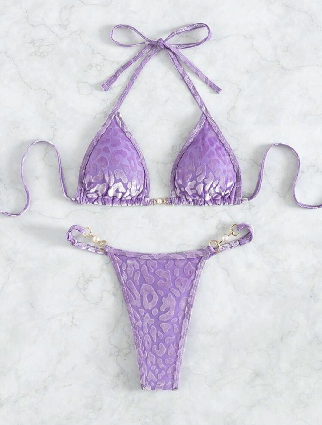 Damen Triangel-Bikini mit dekorativen Akzenten und raffiniertem Schnitt EB