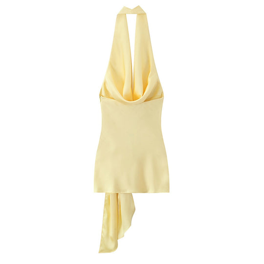 Damen Halter-Top mit elegantem Wickel-Design und fließendem Stoff EB