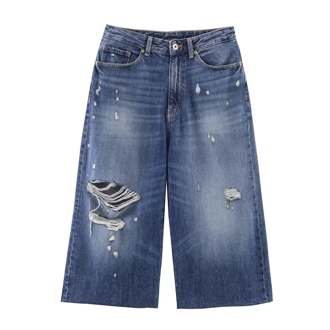 Damen weit geschnittene Jeans im lässigen Destroyed-Design EB