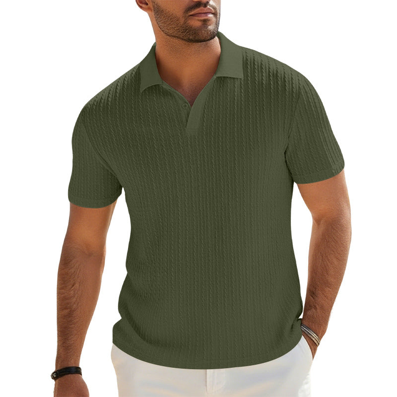 Herren Feinstrick-Polo mit strukturiertem Zopfmuster und weichem Baumwollmix EB