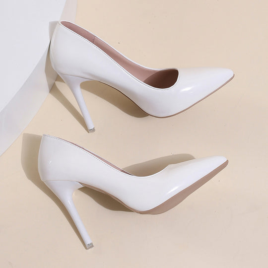 Damen stilvolle High Heels mit glänzendem Obermaterial und elegantem Schnitt EB