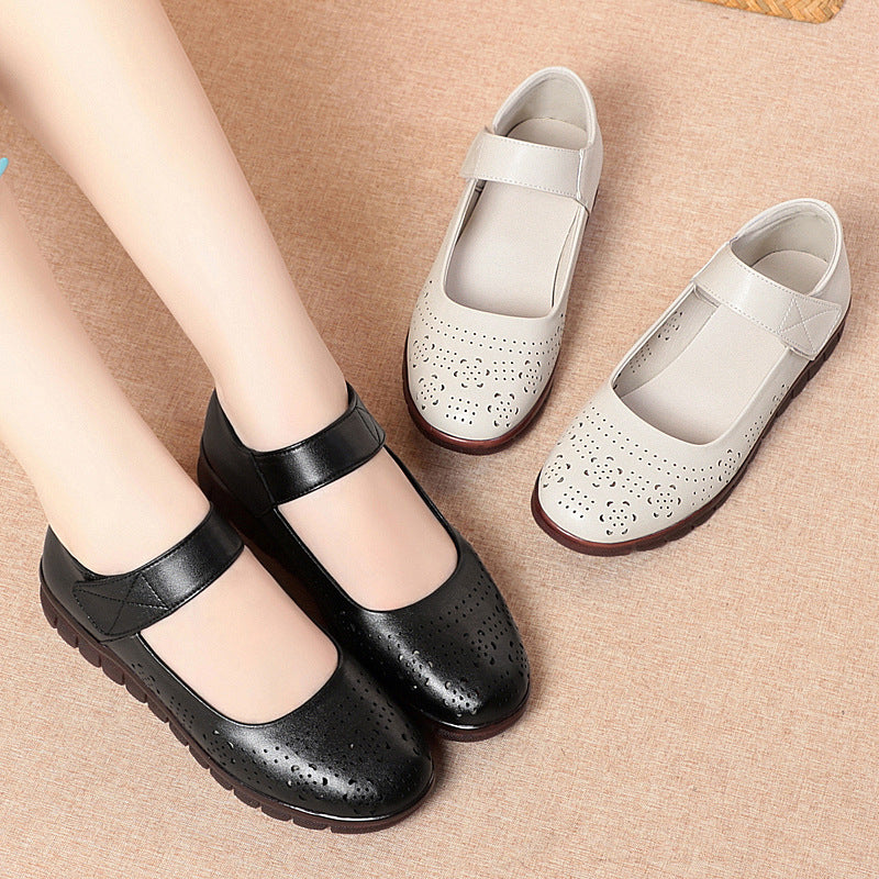 Damen Komfortable Ballerinas mit verziertem Riemen und atmungsaktivem Obermaterial EB
