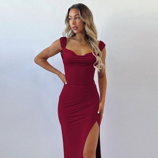 Damen Elegantes, figurbetontes Abendkleid mit seitlichem Schlitz EB