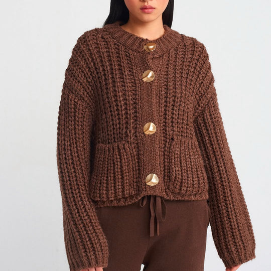 Damen Grobstrick-Pullover mit Taschen und Oversize-Silhouette EB
