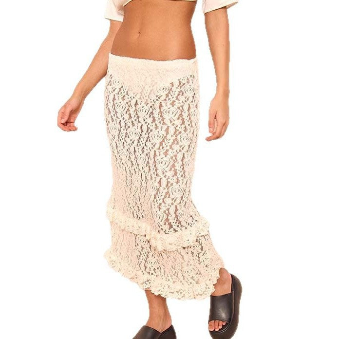 Damen Spitzen Badeanzug Cover-Up EB