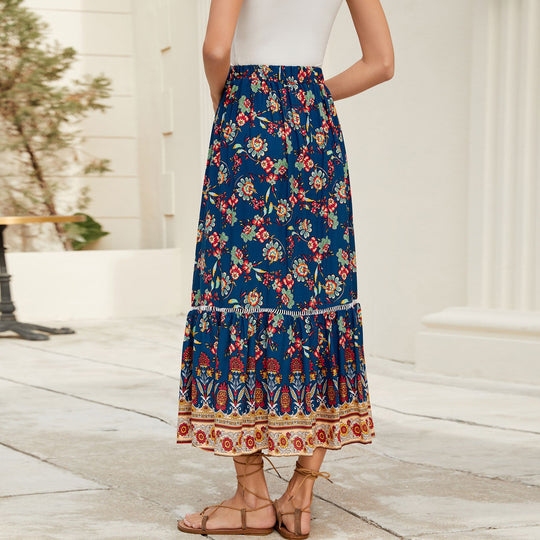 Damen Maxi-Rock mit verspieltem Blumenmuster EB