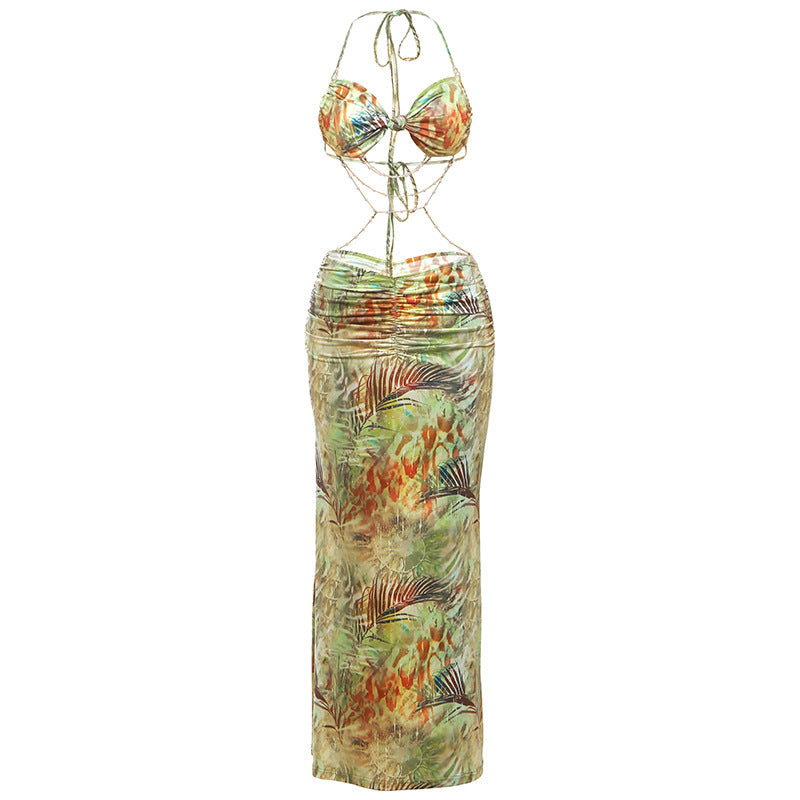 Damen Bikini Set mit elegantem Wickeldesign und floralem Muster EB