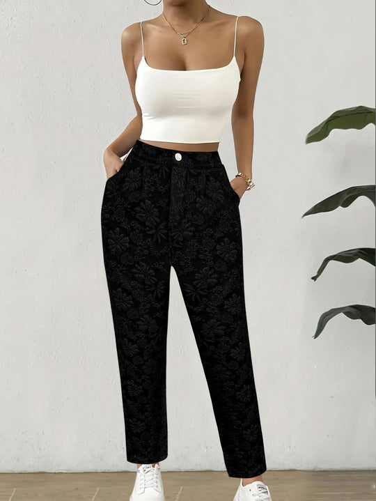 Damen Blumenmuster Hose im eleganten Casual-Stil EB