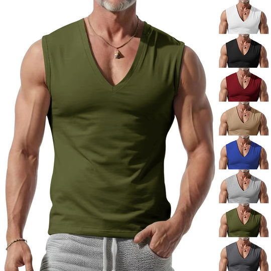 Herren nan figurbetontes ärmelloses V-Ausschnitt Muskelshirt EB