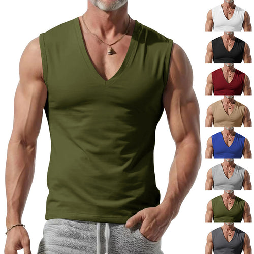 Herren nan figurbetontes ärmelloses V-Ausschnitt Muskelshirt EB