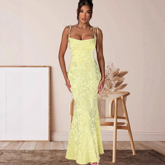 Damen Elegantes Maxikleid mit verführerischen Spaghettiträgern EB