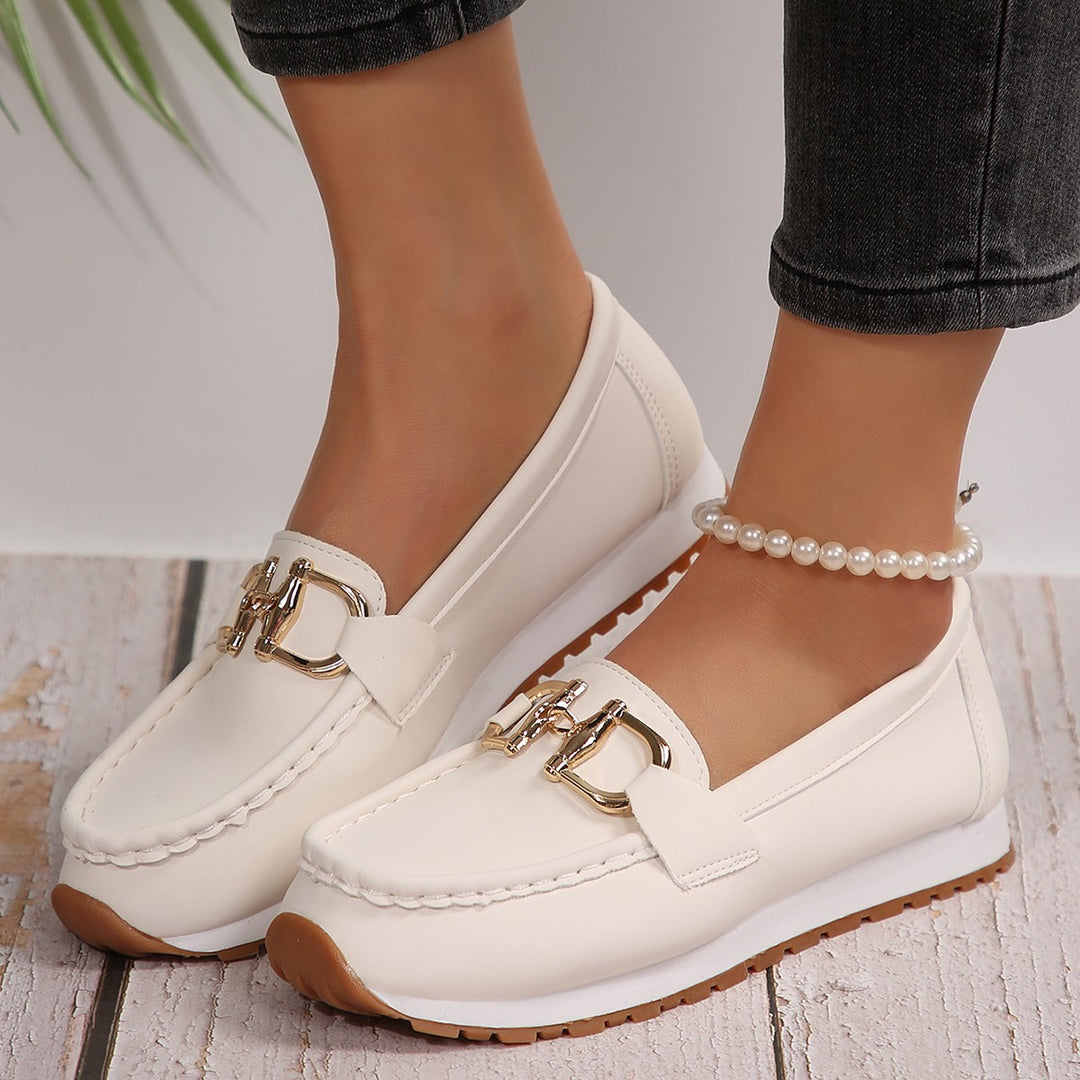 Damen Mokassin-Schuhe mit eleganter Schnallenapplikation EB