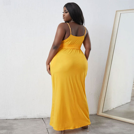 Damen Maxikleid mit zartem Bindeband und verstellbaren Spagettiträgern EB