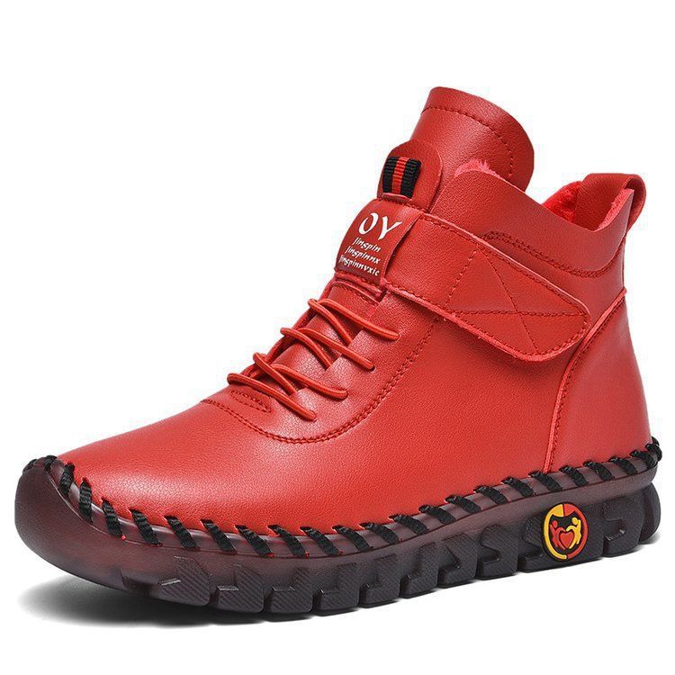 Herren nan knöchelhohe Freizeit-Lederimitat-Boots mit Klettverschluss gepolsterter Komfortinnensohle und profilierter Gummilaufsohle EB